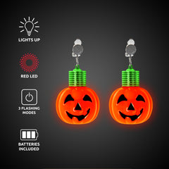 LED Pumpkin Clip-On Earrings
