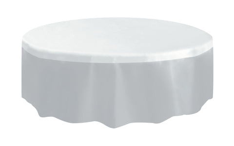 Clear Solid Round Plastic Table Cover, 84"