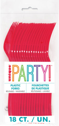 Ruby Red Solid Plastic Forks, 18ct