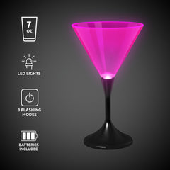 LED Neon Pink 7 oz. Martini Glass