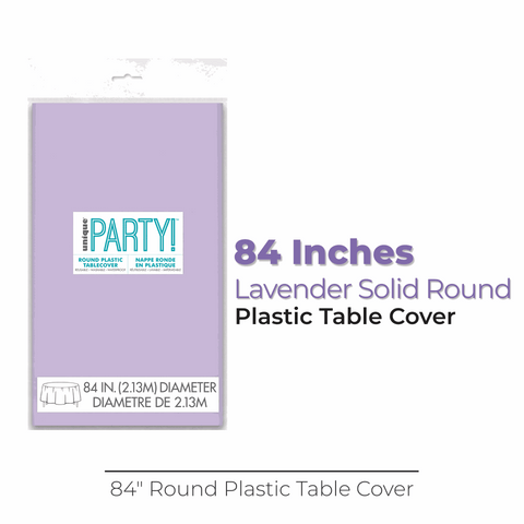 Lavender Solid Round Plastic Table Cover, 84"
