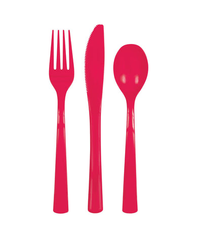 Ruby Red Solid Assorted Plastic Cutlery, 18ct