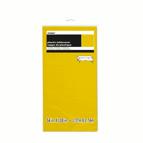 Neon Yellow Solid Rectangular Plastic Table Cover, 54" x 108"