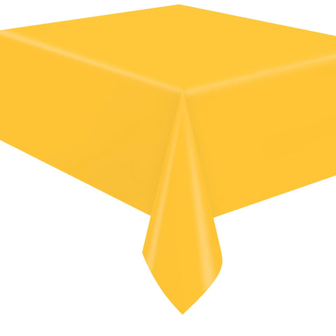 Sunflower Yellow Solid Rectangular Plastic Table Cover, 54" x 108"