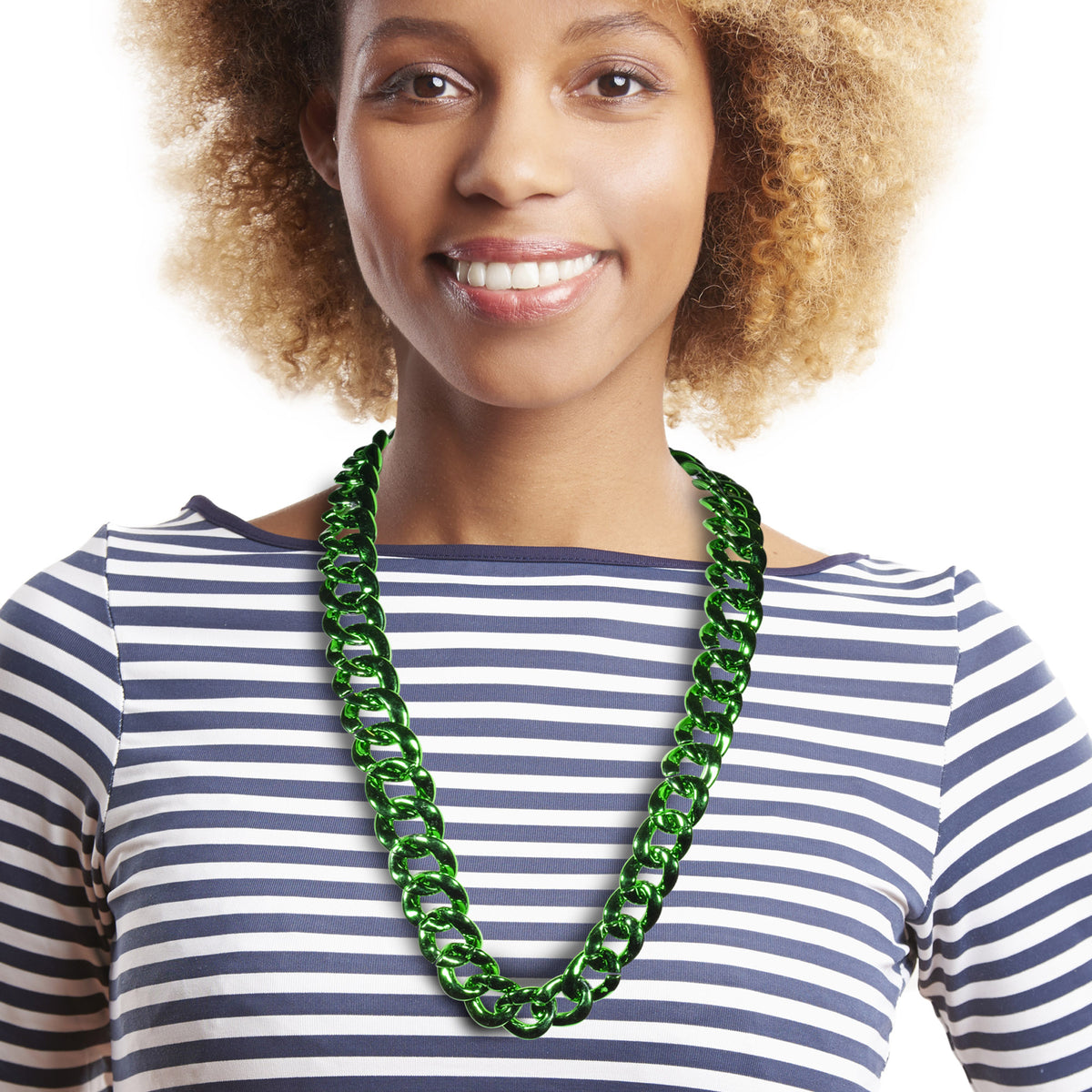 Green Metallic Chain Link Necklace