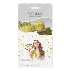 Gold Metallic Fringe Ceiling Curtain