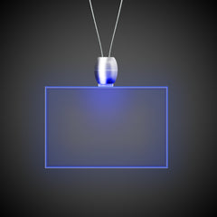 Blue LED Rectangle Pendant Necklaces
