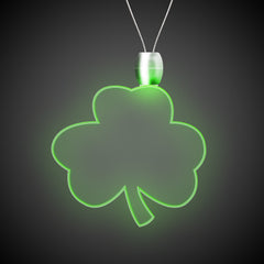 Green LED Shamrock Pendant Necklaces