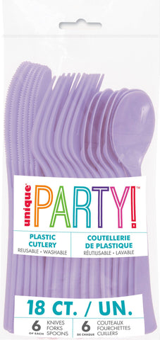 Lavender Solid Assorted Plastic Cutlery, 18ct