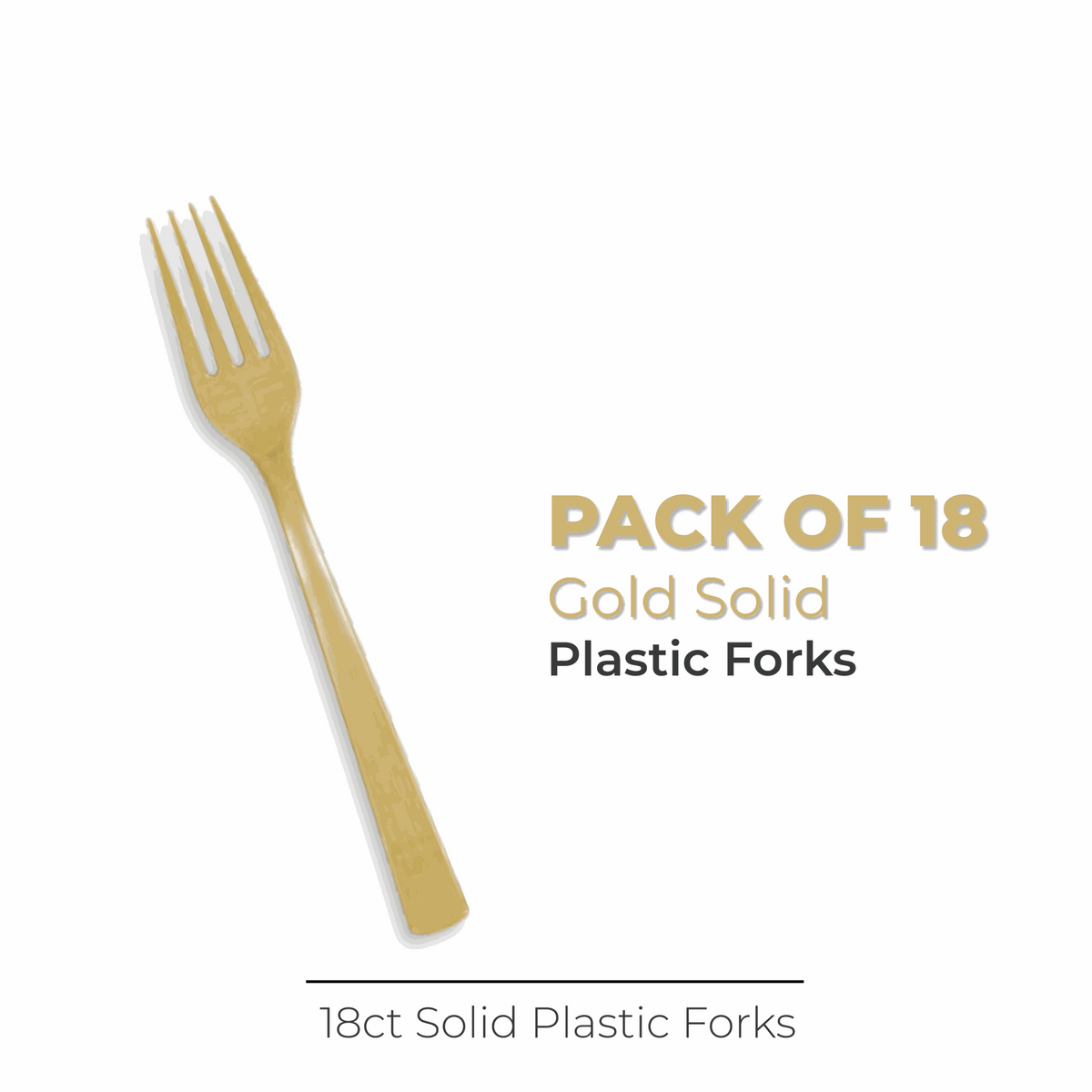 Gold Solid Plastic Forks, 18ct