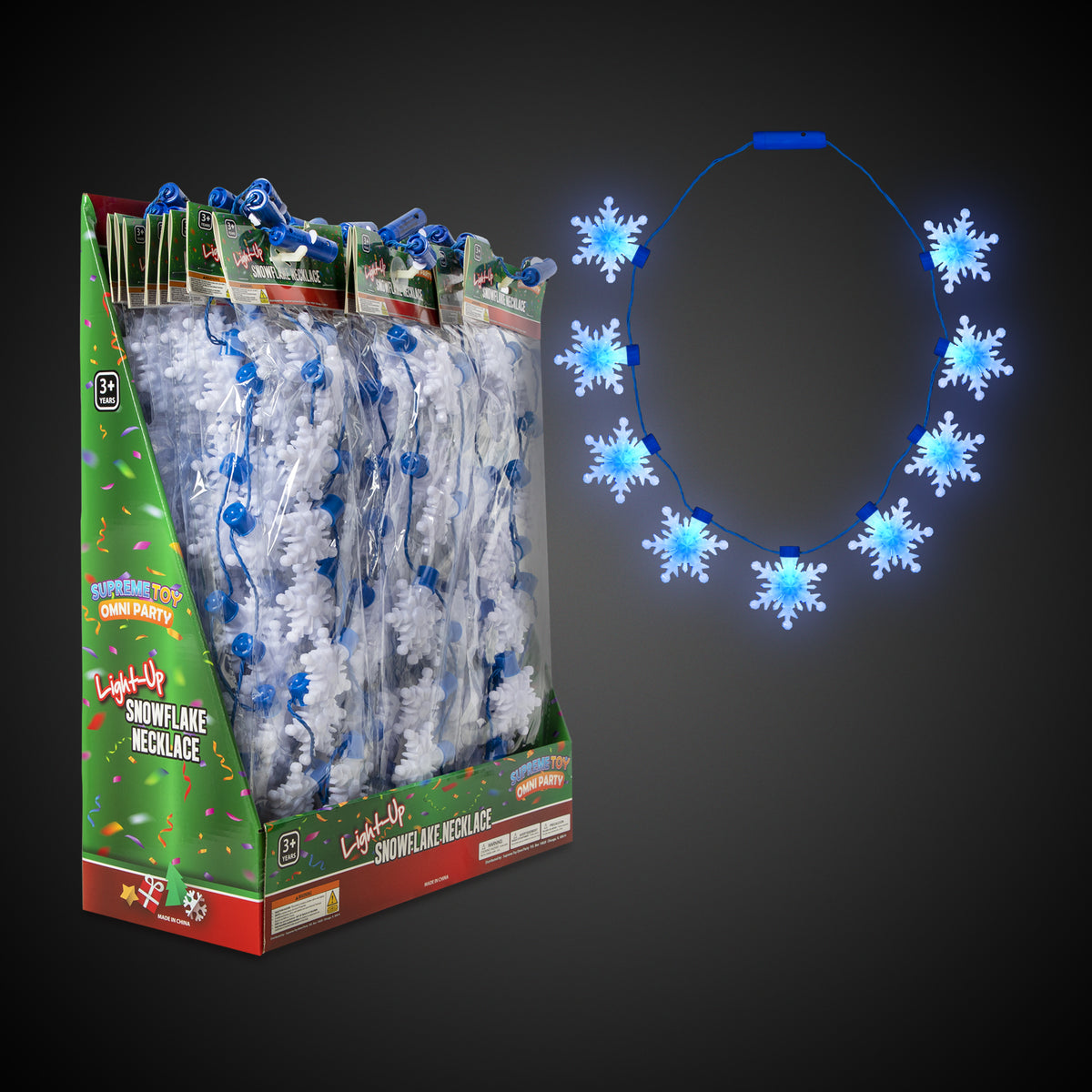 LED Snowflake Necklaces Retail Display