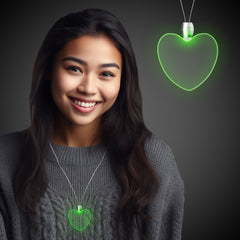 Green LED Heart Pendant Necklace