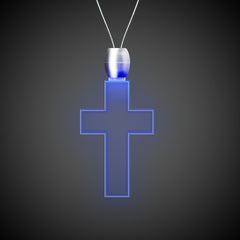 Blue LED Cross Pendant Necklaces