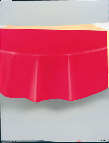 Red Solid Round Plastic Table Cover, 84"