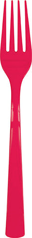Ruby Red Solid Plastic Forks, 18ct