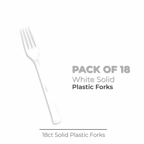 White Solid Plastic Forks, 18ct