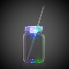 LED 20 oz. Mason Jar with Straw