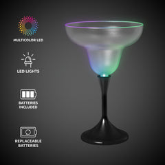 LED 10 oz. Margarita Glass Black Stem
