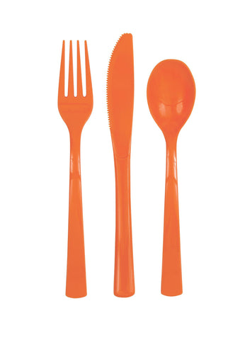 Pumpkin Orange Solid Assorted Plastic Cutlery, 18ct