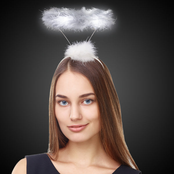 White Light-Up Angel Halo Headband | Windy City Novelties display picture 3