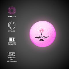 Night Flyer LED Pink Constant-On Golf Ball
