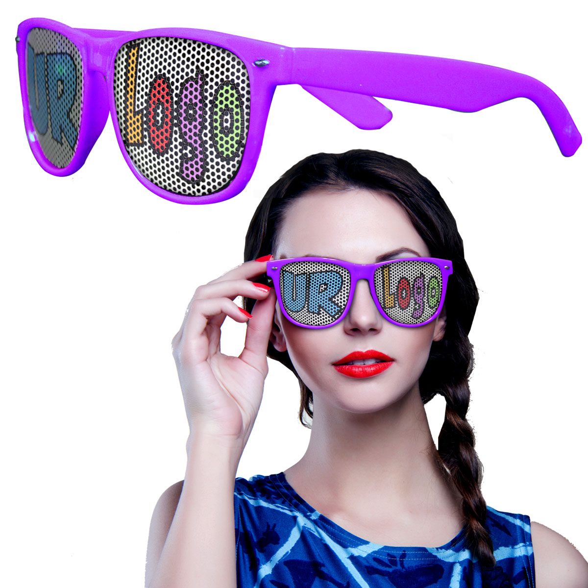Purple Novelty Custom Sunglasses - 12 Pack