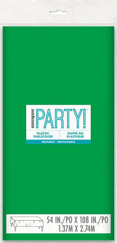 Emerald Green Solid Rectangular Plastic Table Cover, 54" x 108"