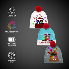 LED Christmas Knit Beanies Retail Hanging Display