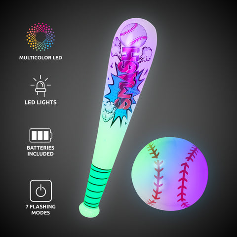 LED Inflatable Baseball & Bat Set | Light-Up Baseball & Bat – Windy ...