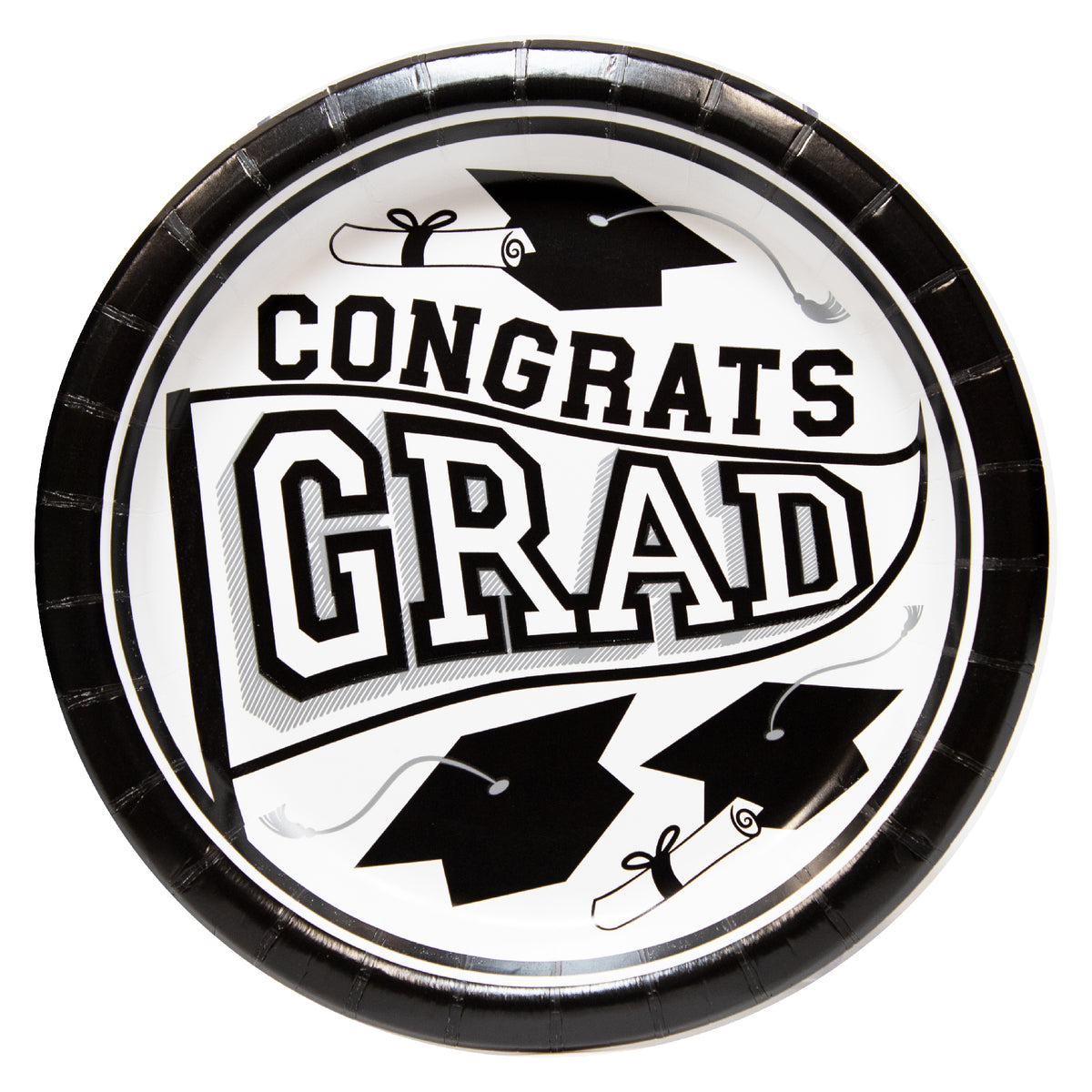 White Congrats Grad 8 1/2" Plates