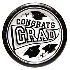 White Congrats Grad 8 1/2" Plates