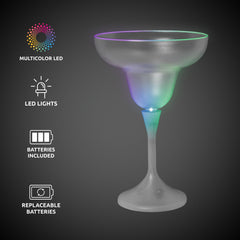 LED 10 oz Margarita Glass White Stem