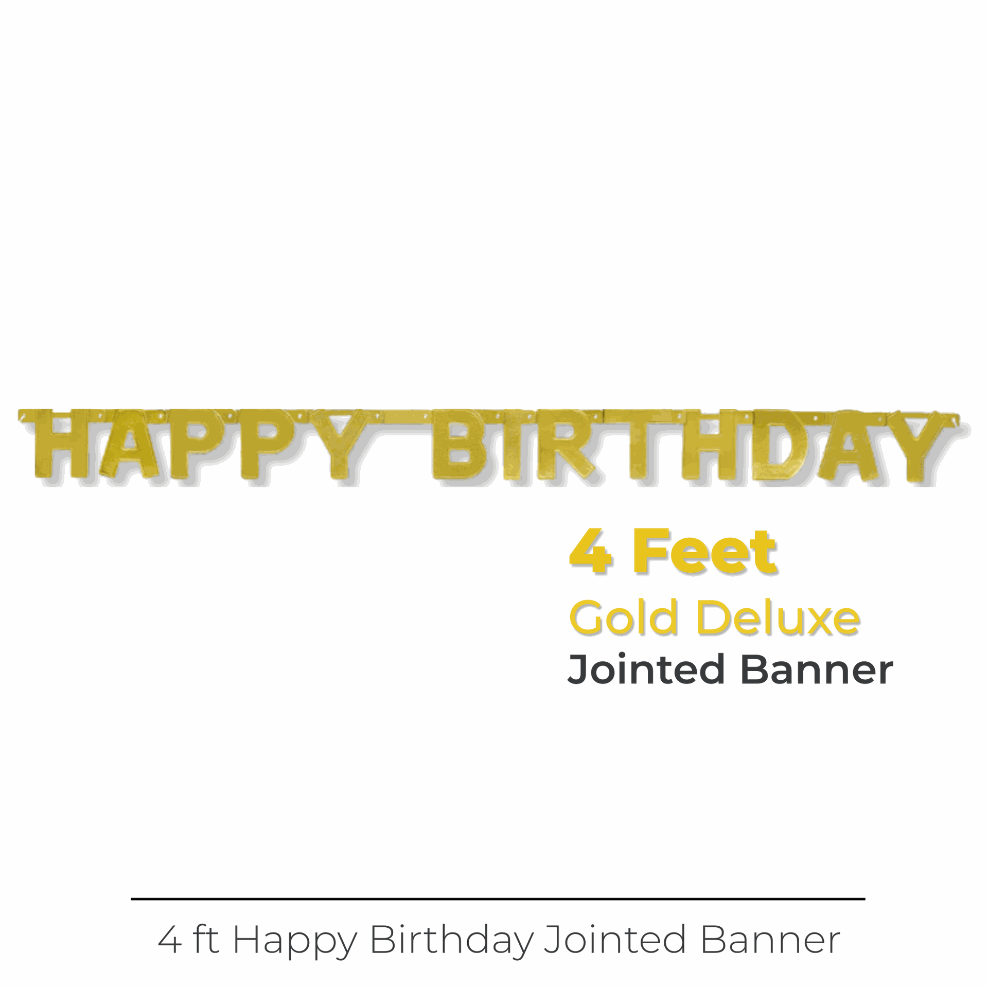 Happy Birthday Gold Deluxe Jointed Banner – Windy City Novelties
