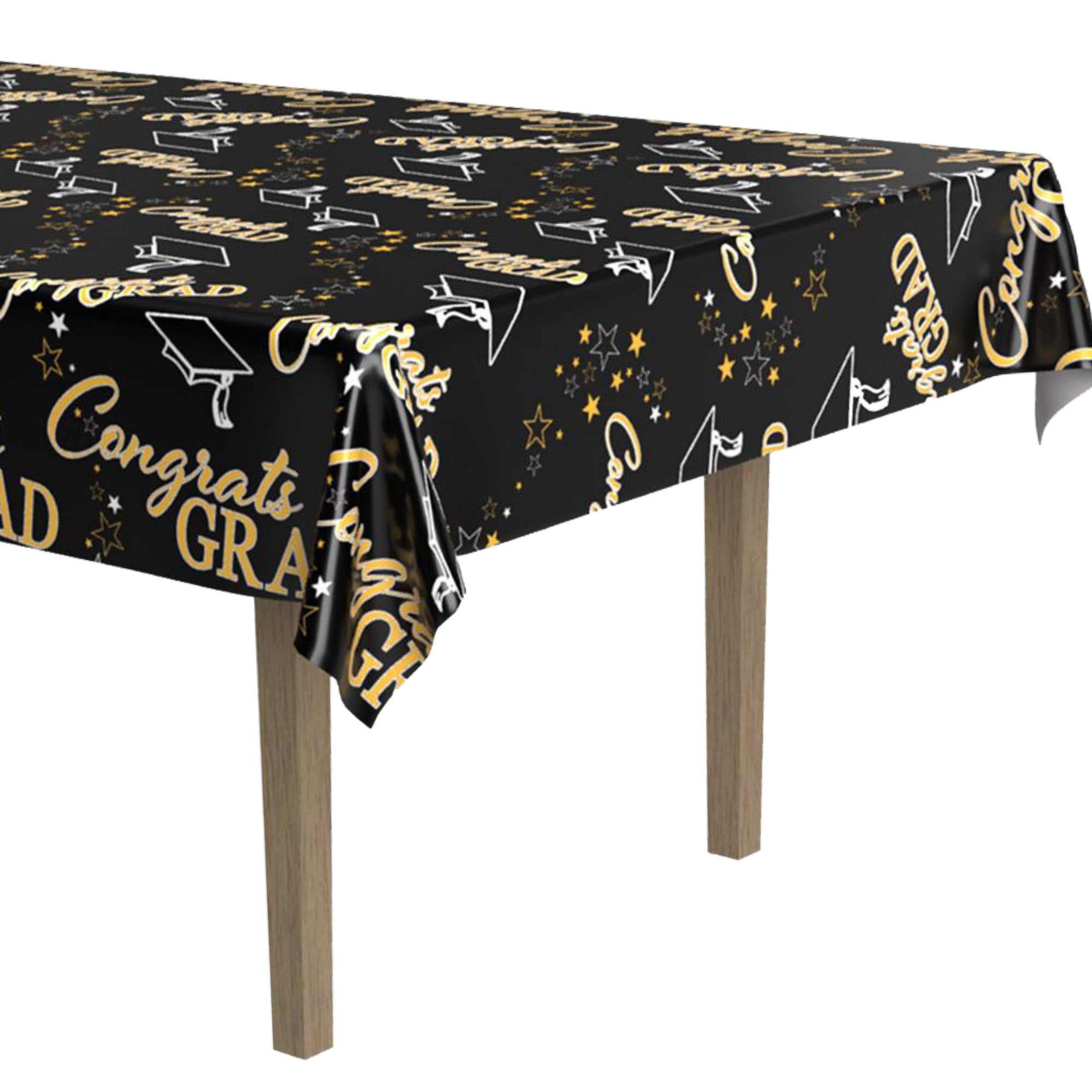 Printable Grad Table Top Congrats Grad Metallic Table Cover or Tablecloth – Windy City Novelties