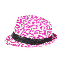 Neon Pink Leopard Fedora Hat