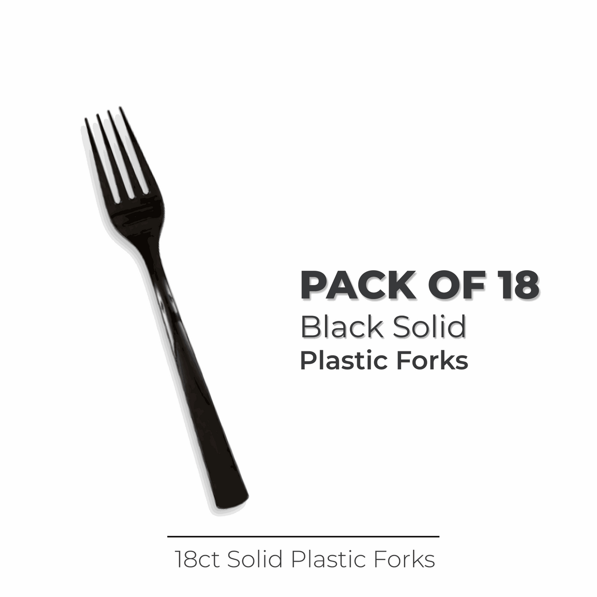 Black Solid Plastic Forks, 18ct