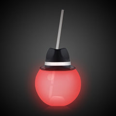LED Black Fedora Hat 20 oz. Ball Cup with Straw