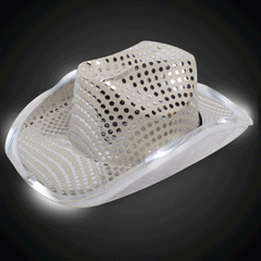 LED White Sequin Cowboy Hat