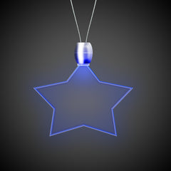 Blue LED Star Pendant Necklaces