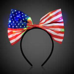 LED USA Flag Bow Headband