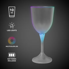 LED 10 oz. Frosted Wine Glass White Stem