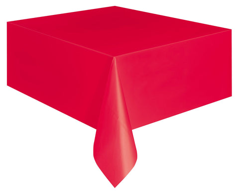 Ruby Red Solid Rectangular Plastic Table Cover, 54" x 108"