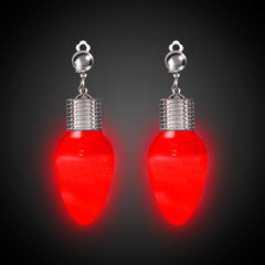 LED Red Bulb Clip-On Earrings
