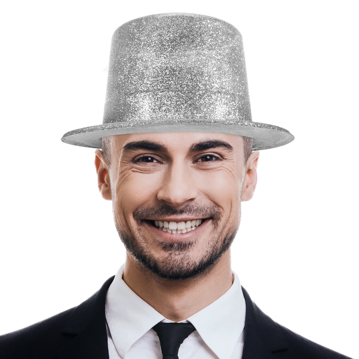 Silver Glitter Top Hat