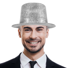 Silver Glitter Top Hat