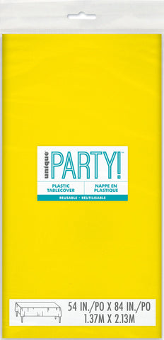 Neon Yellow Solid Rectangular Plastic Table Cover, 54" x 108"