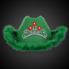 LED Green Cowboy Hat with Tiara