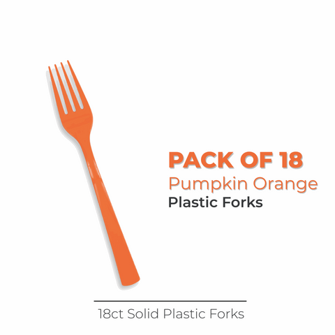 Pumpkin Orange Solid Plastic Forks, 18ct