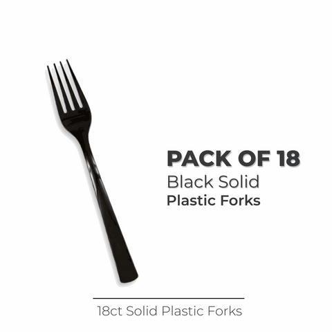 Black Solid Plastic Forks, 18ct