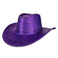 LED Purple Sequins Cowboy Hat